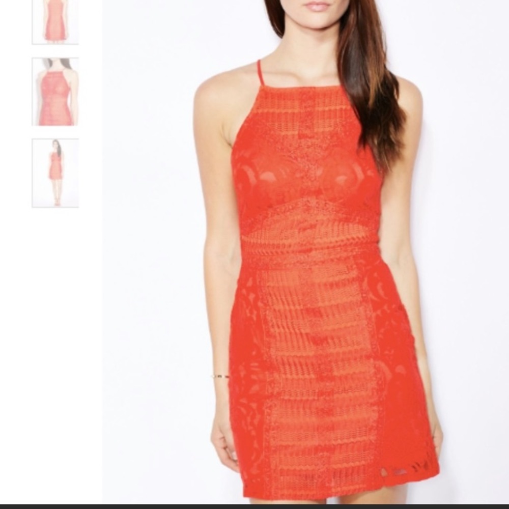 Topshop | Red Crochet Dress